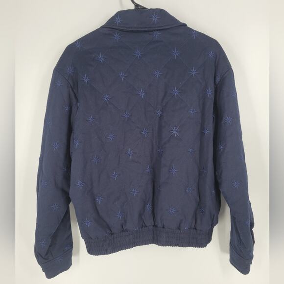 St John Sport Navy Blue Embriodered Button Down Bomber Jacket M - Picture 6 of 7